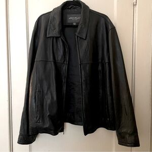Eddie Bauer Vintage Black Leather Jacket Oversized XL